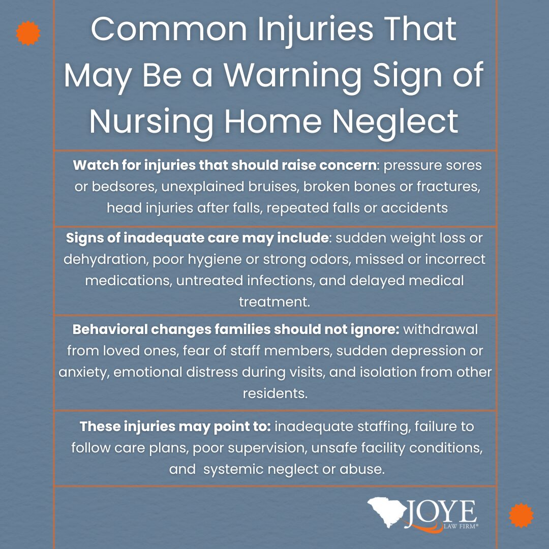 Common Injuries that may be a warning sign of nursing home neglect
