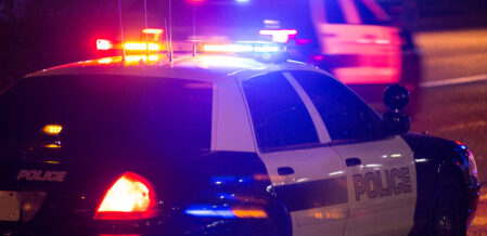 Police car with its lights on