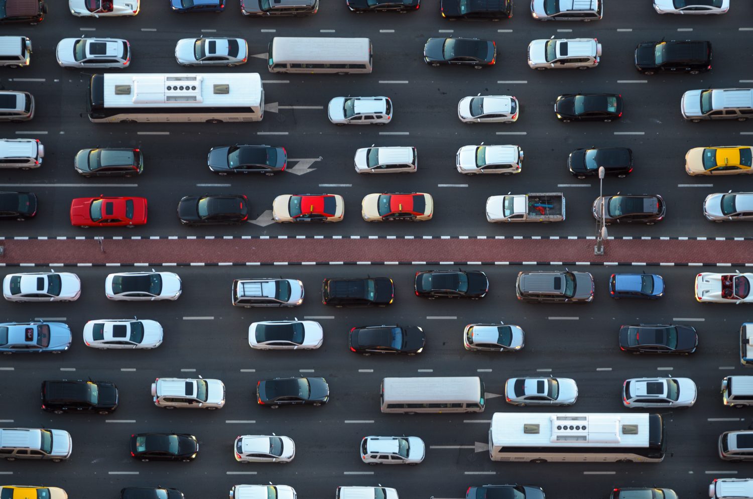 Crowded highway overview of Columbia, SC