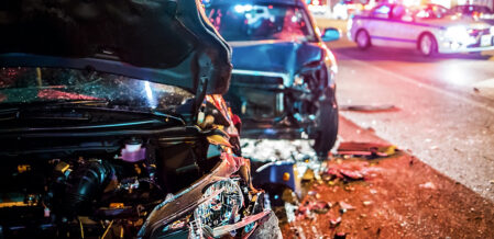 car accident in city at night
