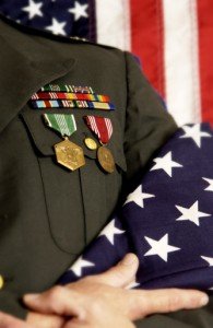 Legal concept about Military Service Benefits with inscription on the piece of paper.