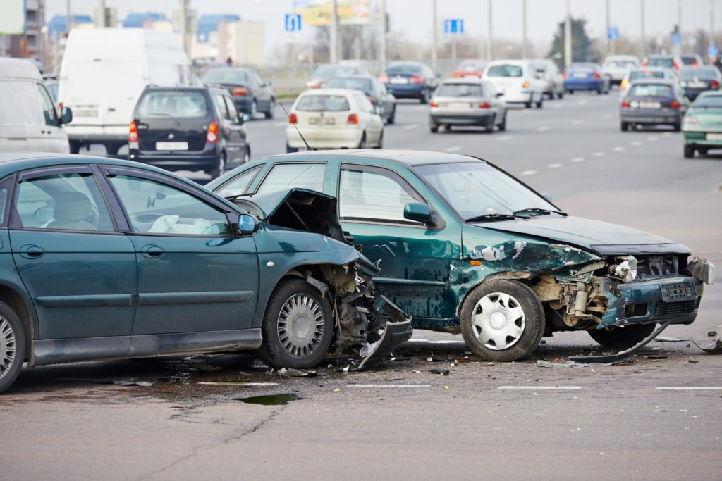 Two cars colliding