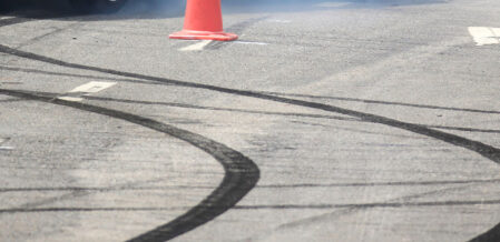 Tire skid marks on the ground