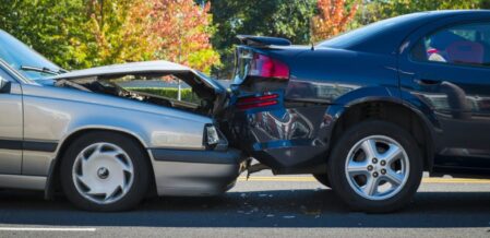 Two cars collide in a car accident