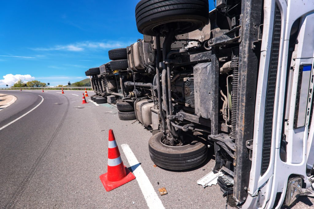 Semi-Truck overturned