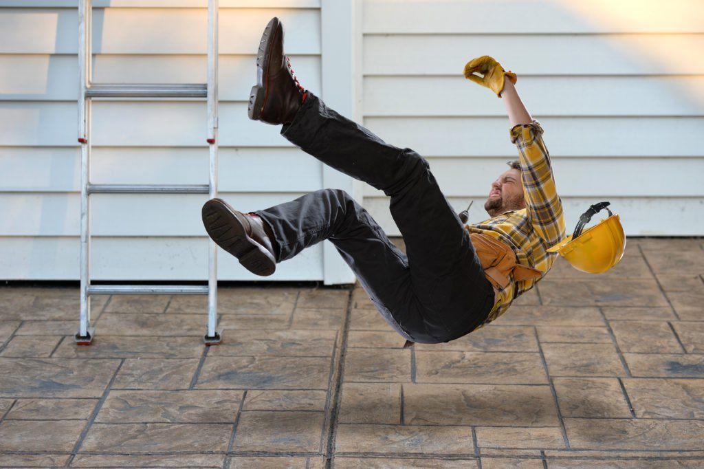 Worker falling from a ladder