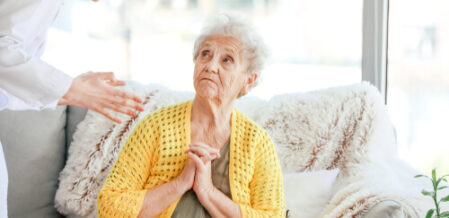 an elderly woman is emotionally abuse by a female caregiver