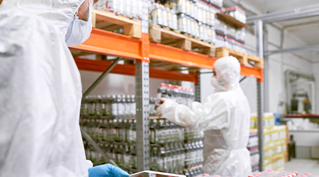 food processing plant employees working