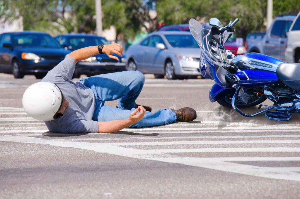 motorcycle rider in an accident at intersection