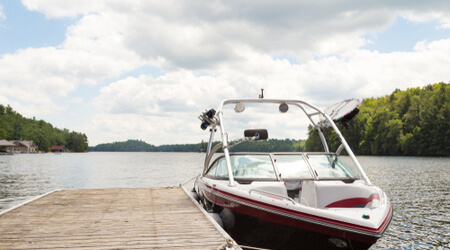 boat at dock in lake