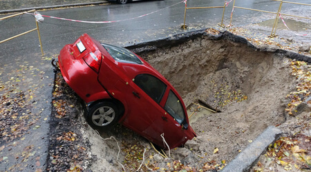 car accident in ditch