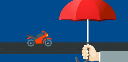 a graphic of a giant umbrella over a motorcycle