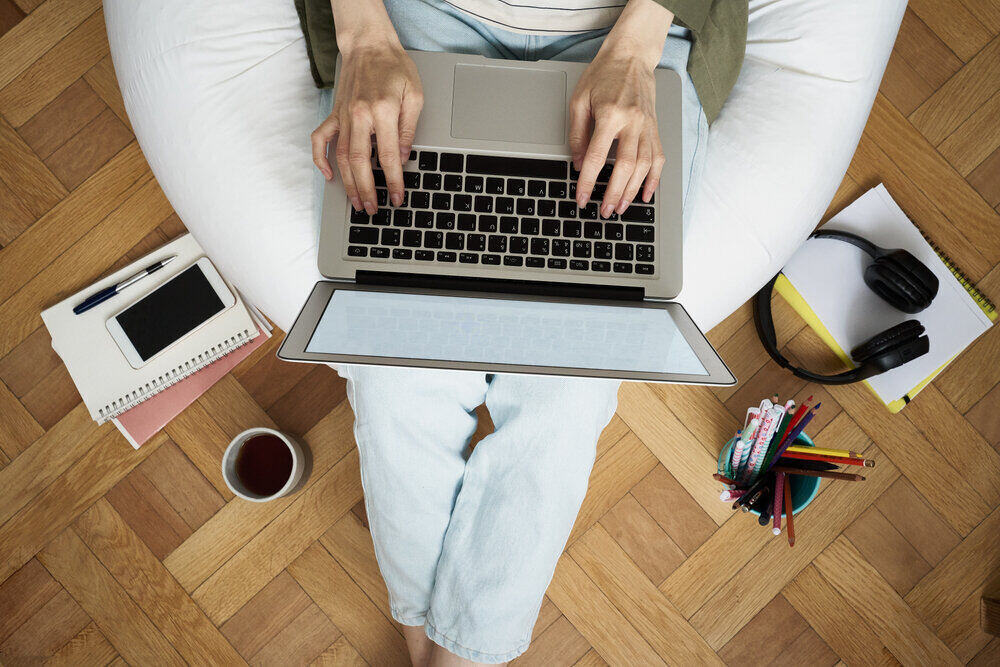 woman working from home