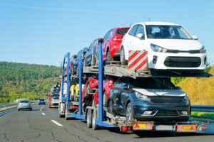 Car Carrier truck in the road