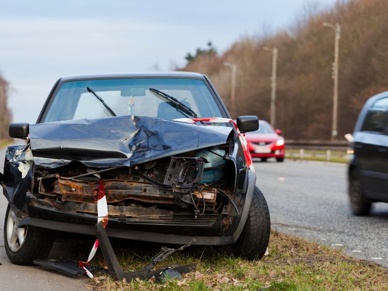 head on car collision scene