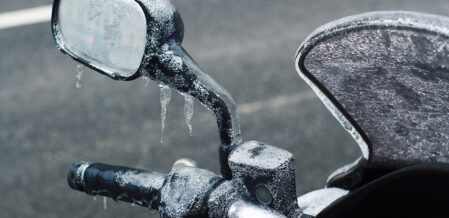 motorcycle covered in ice