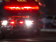 Ambulance attending scene of fedex truck accident in West Ashley SC
