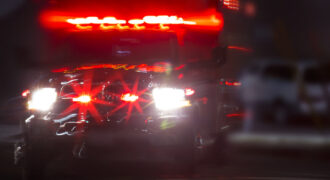 Ambulance attending scene of fedex truck accident in West Ashley SC