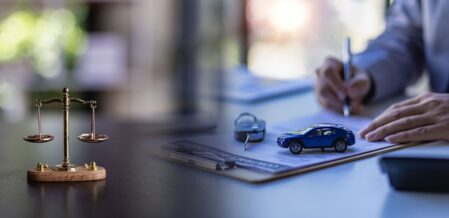 toy car and car keys siting on paperwork