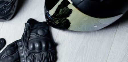 Image of a motorcycle helmet and gloves