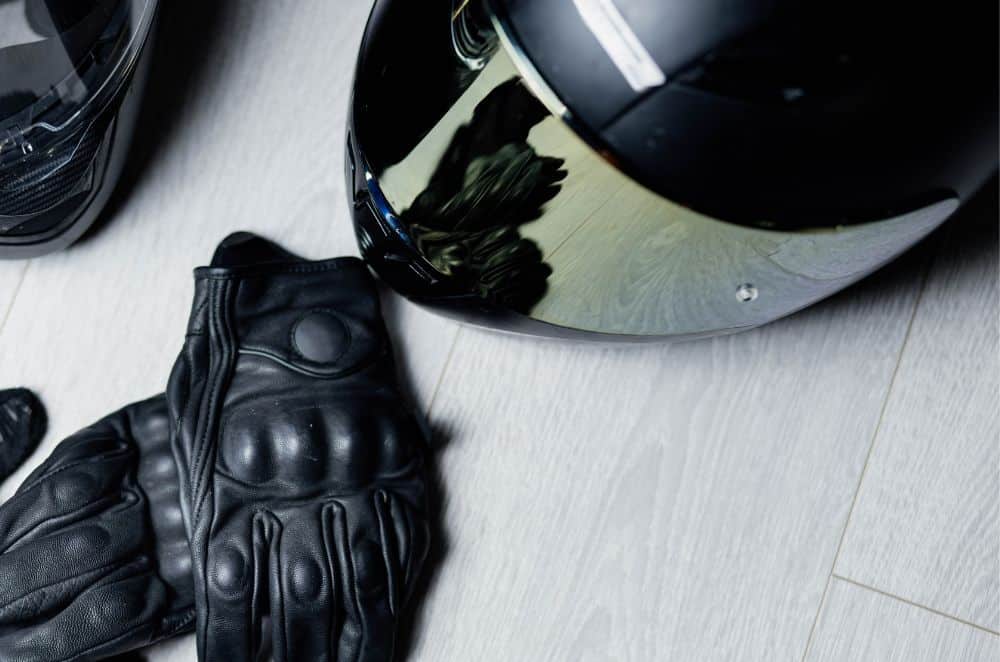 Image of a motorcycle helmet and gloves