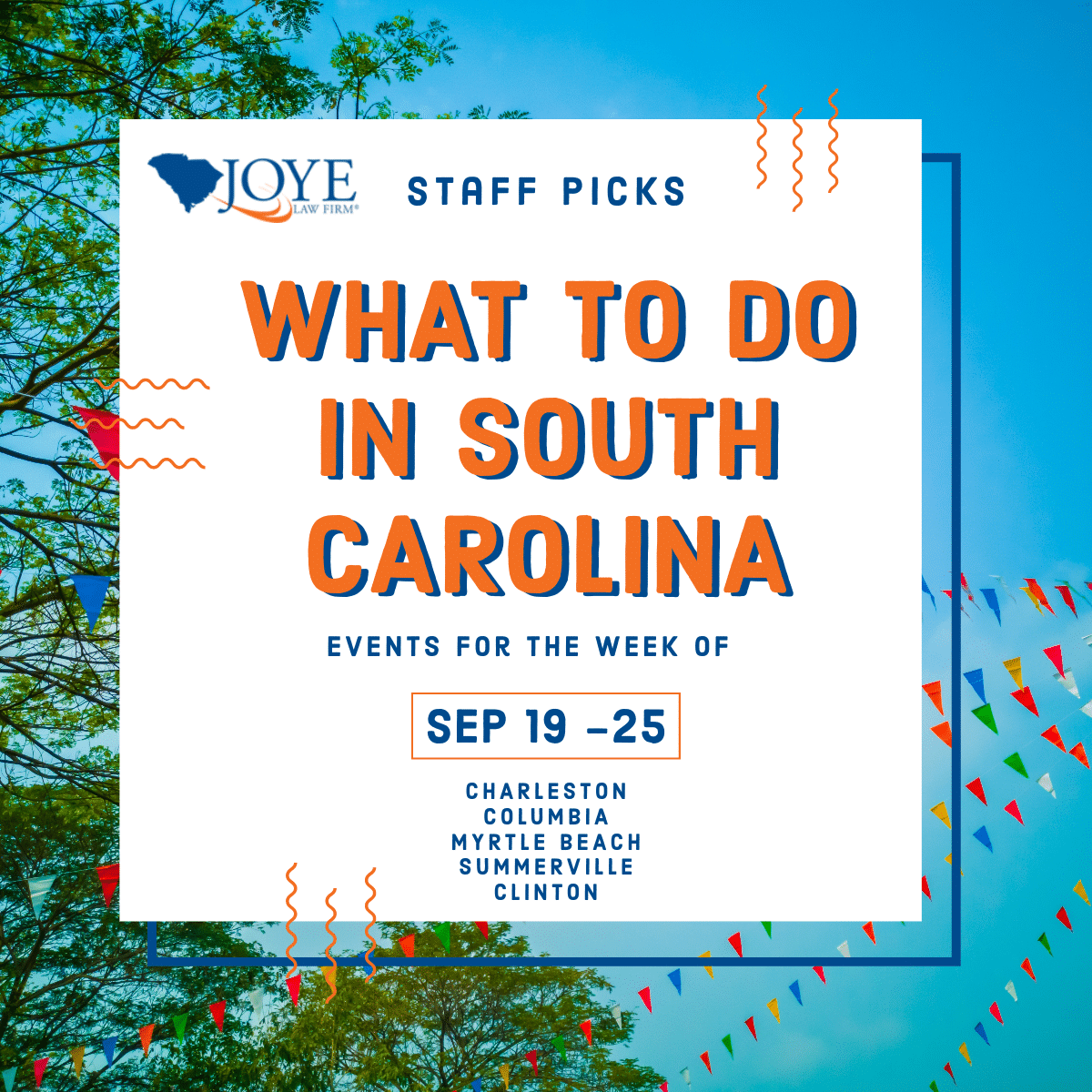 What to do in South Carolina events for the week of Sep 19-25 for Charleston, Columbia, Myrtle Beach, Summerville and upstate