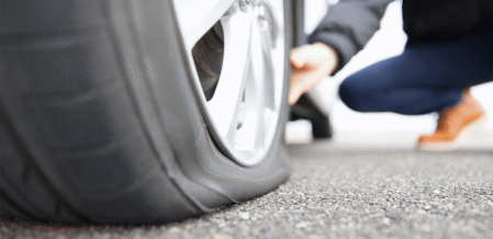 a flat tire on a car