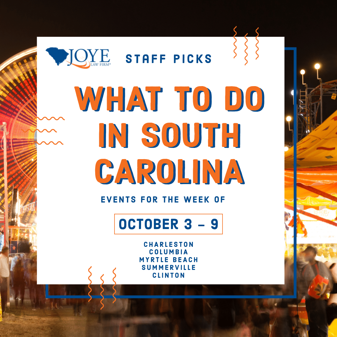 What to do in South Carolina events for the week of October 3-9 for Charleston, Columbia, Myrtle Beach, Summerville and upstate