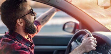 Man getting angry while driving