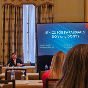 Presentation with text Ethics For Paralegals: Dos and Don'ts at the IWA seminar 