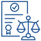 Graphic of the scales of justice and a certified document
