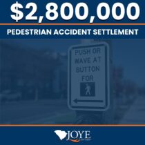 $2.8 million settlement for a woman who was hit by a truck while crossing a crosswalk in downtown Charleston, resulting in severe injuries to the majority of the right side of her body.