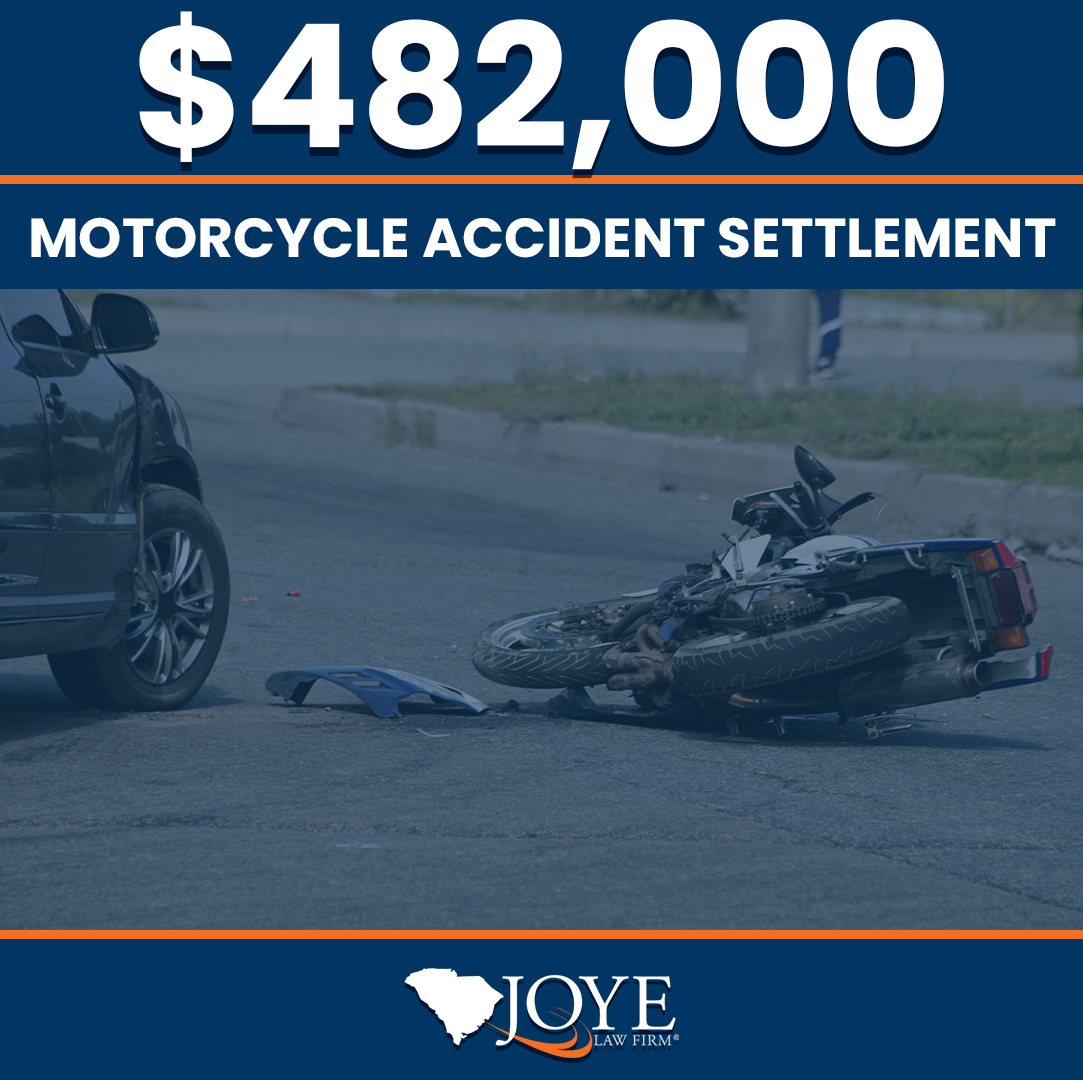 A Joye Law Firm Injury Lawyers attorney from the Charleston office secured a $482,000 settlement for a motorcyclist injured in a crash in Summerville, South Carolina.