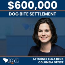$600,000 dog bite settlement by Attorney Eliza Beck of Joye Law Firm's Columbia office