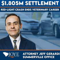 $1.805M settlement for a red-light car crash that ended the surgical career of a veterinarian